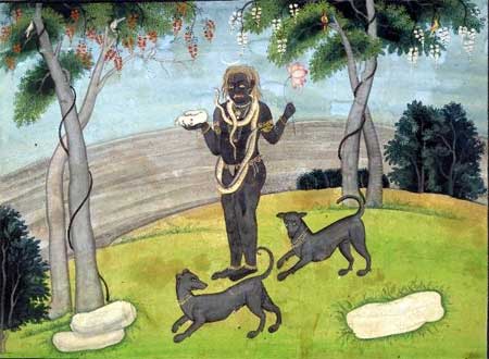 Siva as Bhairava with two dogs (1820) - Artist Unknown