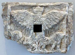 Relief representing the bird-god Anzu as a lion-headed eagle - Alabaster, Early Dynastic III (2550–2500 BC)