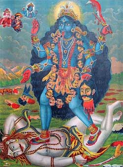 Kali stands on Shiva (1895) - Artist Unknown