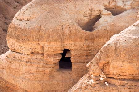 Cave 4 at Qumran, Israel, where 15,000 fragments from over 200 books were found.