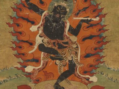 Tibetan Buddhist Kali. Closeup from a painting of Machig Labdron , 19th century. (Source Wiki Commons Media)
