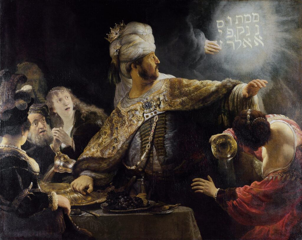 Lecanomancy: Belshazzar's Feast by Rembrandt (1635)