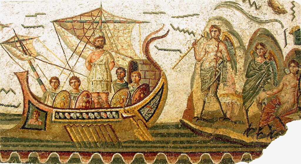 Odysseus and the Sirens, Mosaic at the Bardo National Museum in Tunis, Tunisia (2nd century AD)