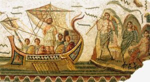 Odysseus and the Sirens, Ulixes mosaic at the Bardo National Museum in Tunis, Tunisia, 2nd century AD
