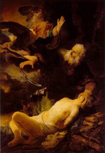 Angels in the Hebrew Bible: Abraham and Isaac (oil on canvas), Rembrandt, 1634