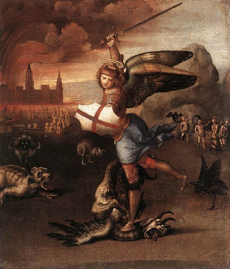 Saint Michael Vanquishing Satan by Raphael (1505)